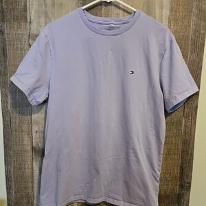 Tommy Hilfiger Mens T Shirt Medium Lavander Embroidered Logo Short Sleeve